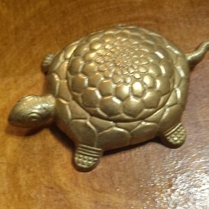 Brass Turtle Trinket Box - Gold Decorative Home Accent